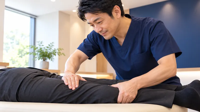 脚をほぐす施術